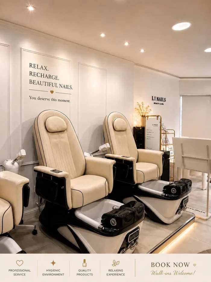 The pedicure chairs at L1 Nails on Biggin Street