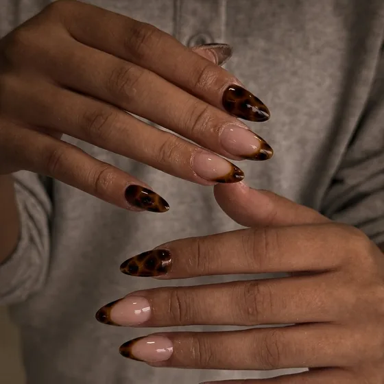 Deep burgundy almond nails