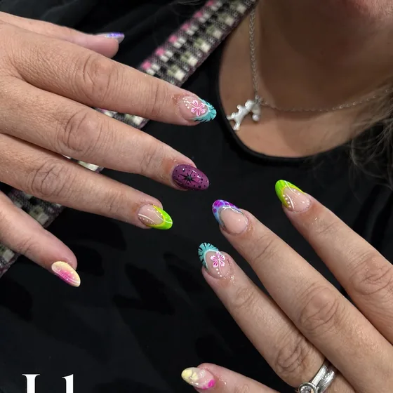 Bright nail art with rhinestones